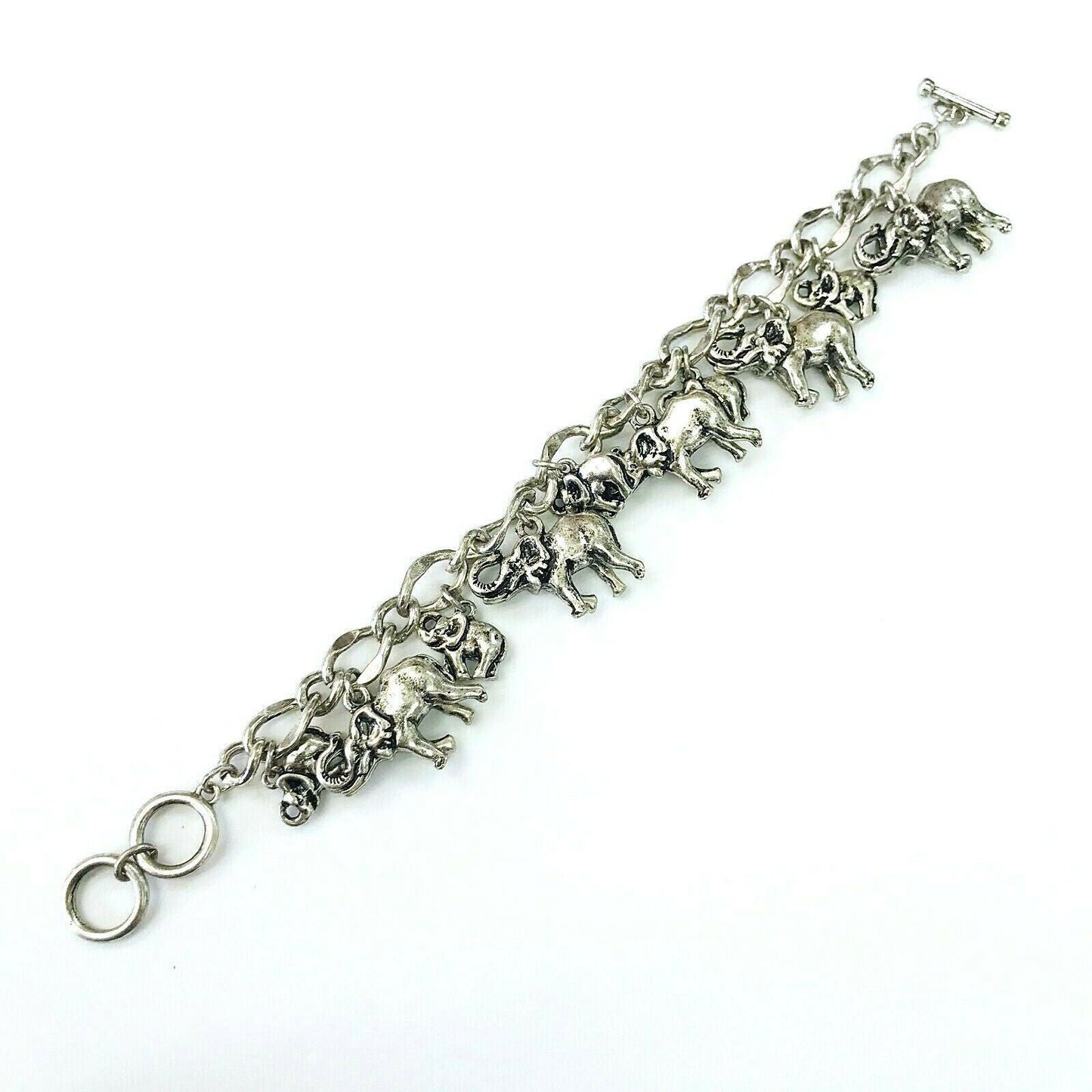 B0115 Elephant Shape Charms Decorated Chain Bracelet