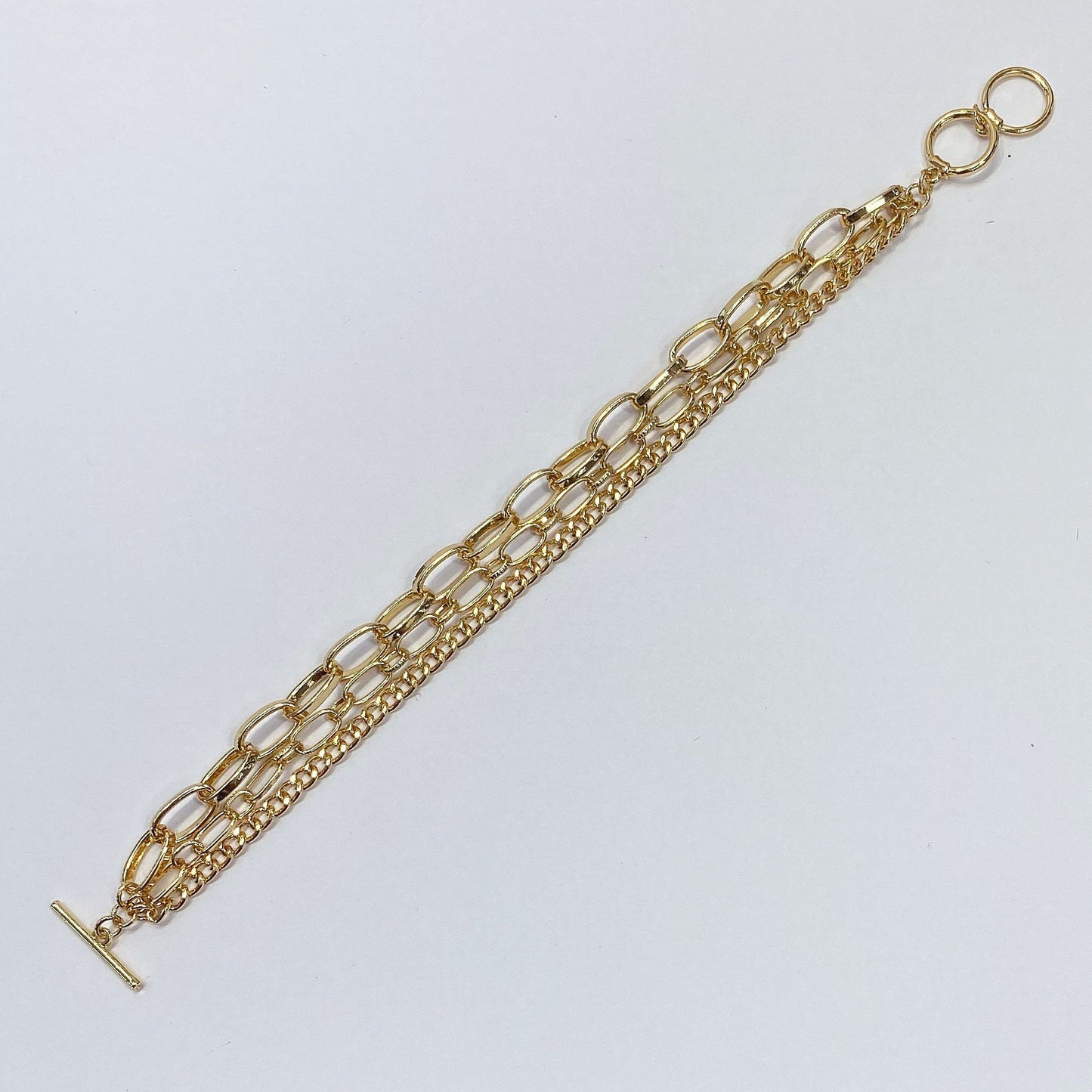 B0167 ELB1128 Simple Multi Layered Chain Bracelet