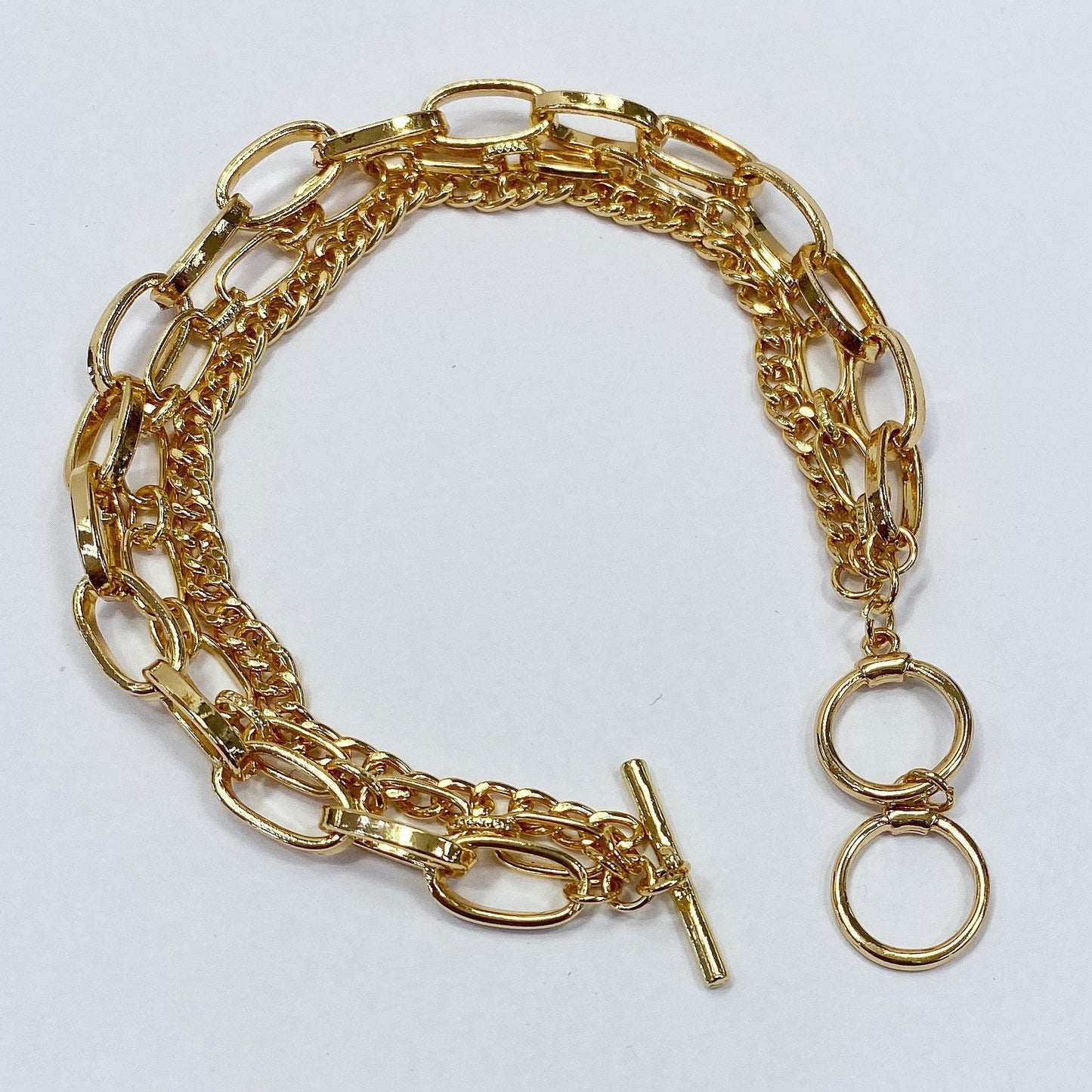 B0167 ELB1128 Simple Multi Layered Chain Bracelet