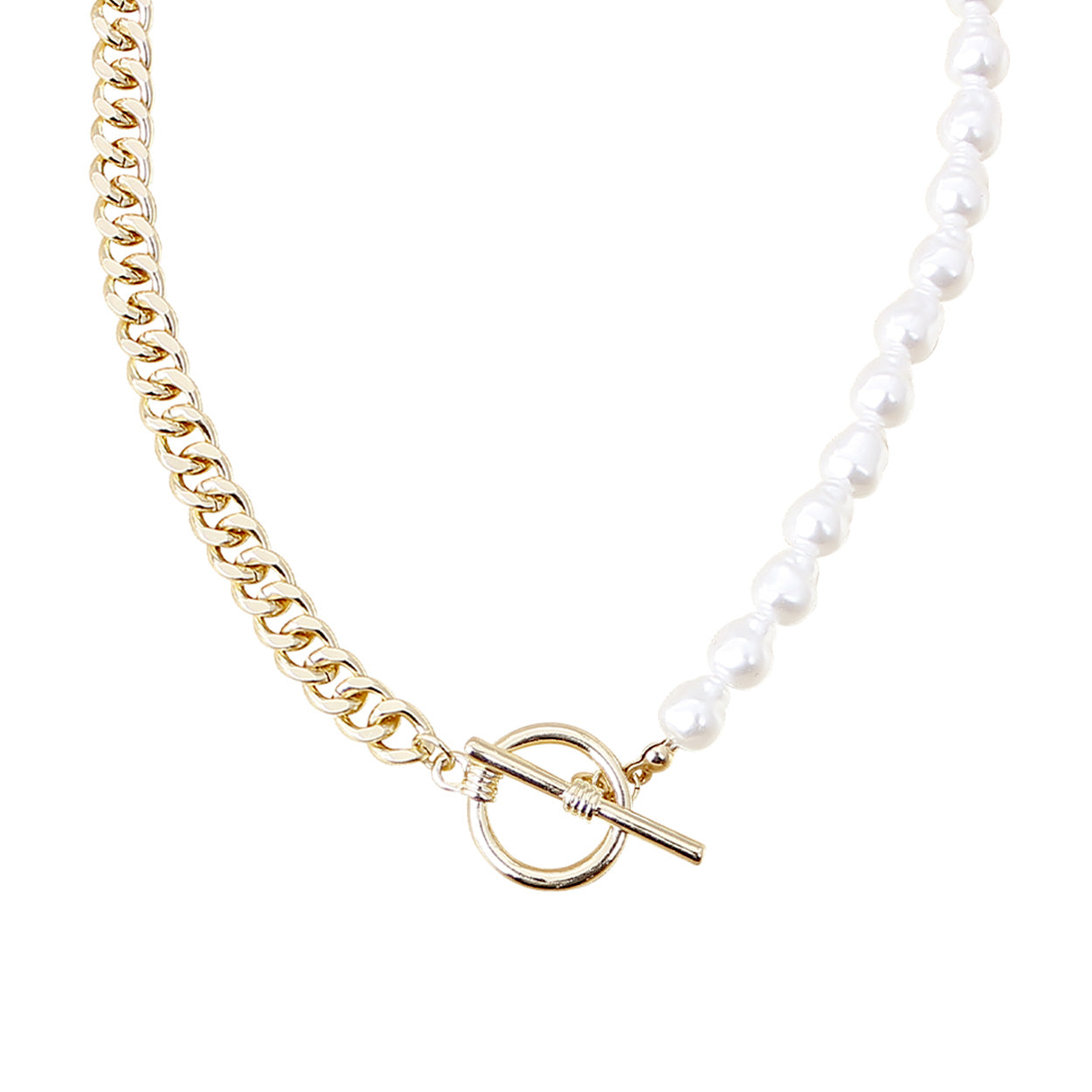 Pearl and Chain Toggle Necklace | N0254