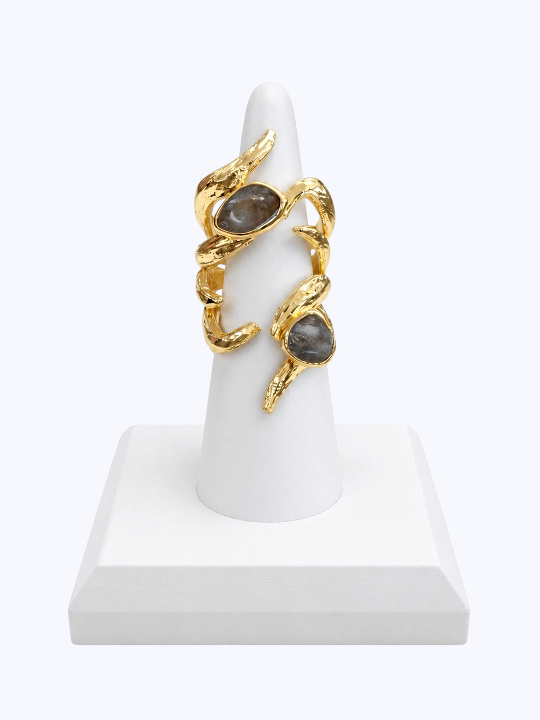 Clear Natural stone with a 14K gold-plated Ring