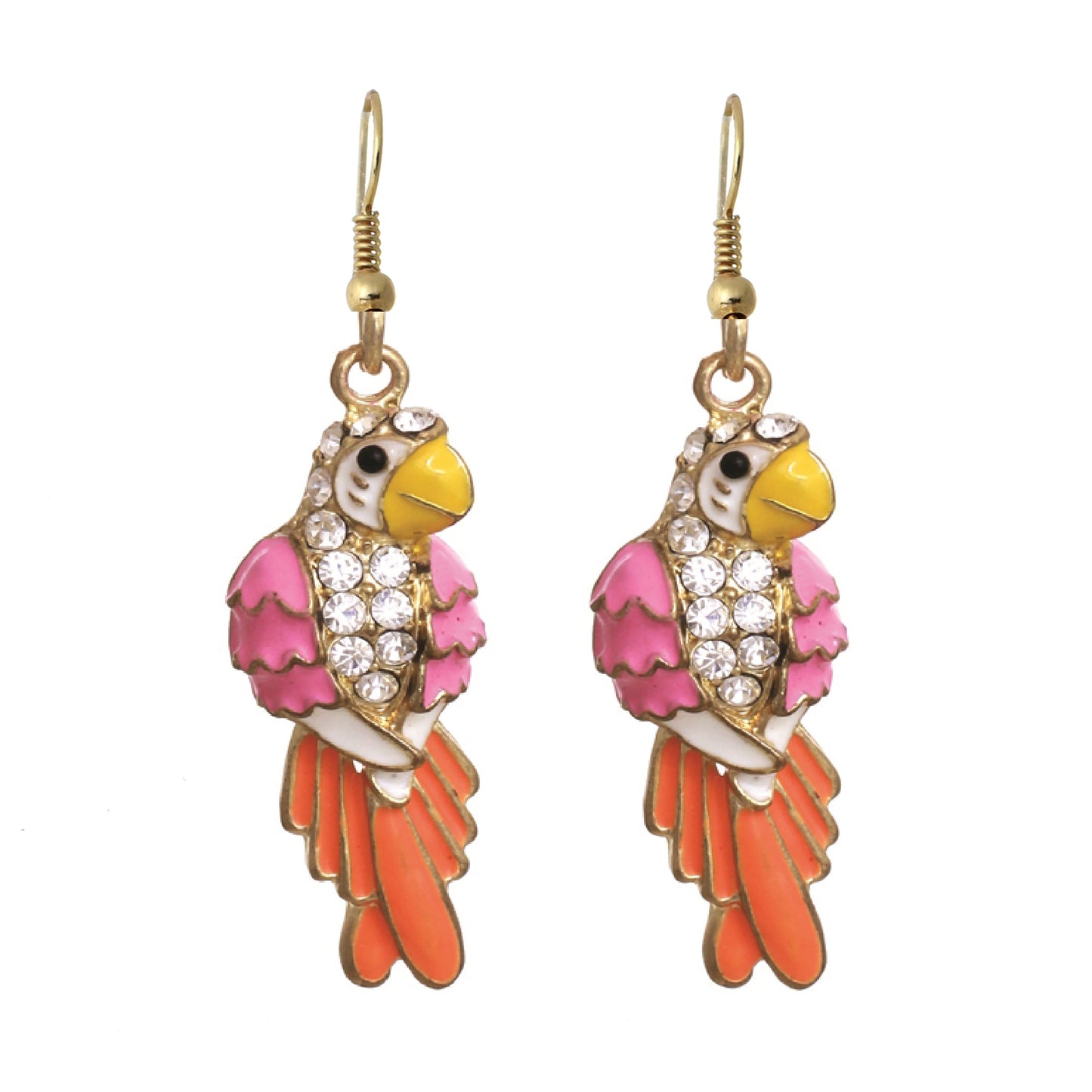 E0871 23684 Animal Bird Parrot Shape Dangle Hook Earrings