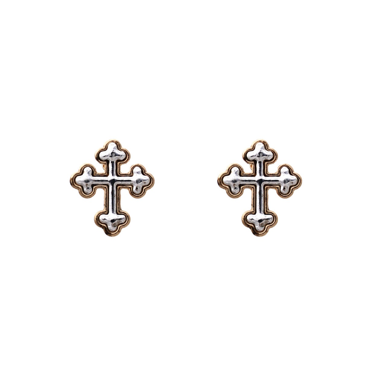 E1505 24653 Cross Stud Earrings