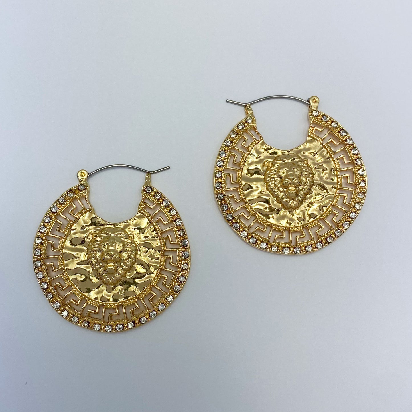 E0833 25E2738 Rhinestones Deco Circle Shape Drop Hoop Style Earrings