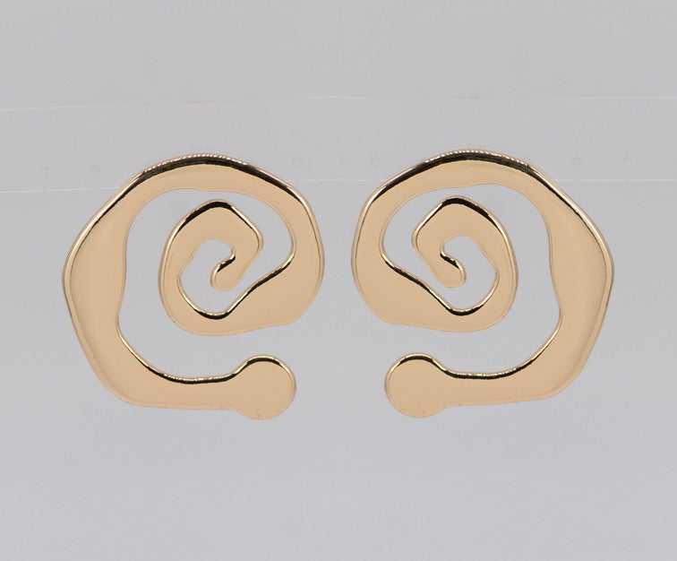 E0515 25E5598 Rough Spiral Design Drop Post Earrings