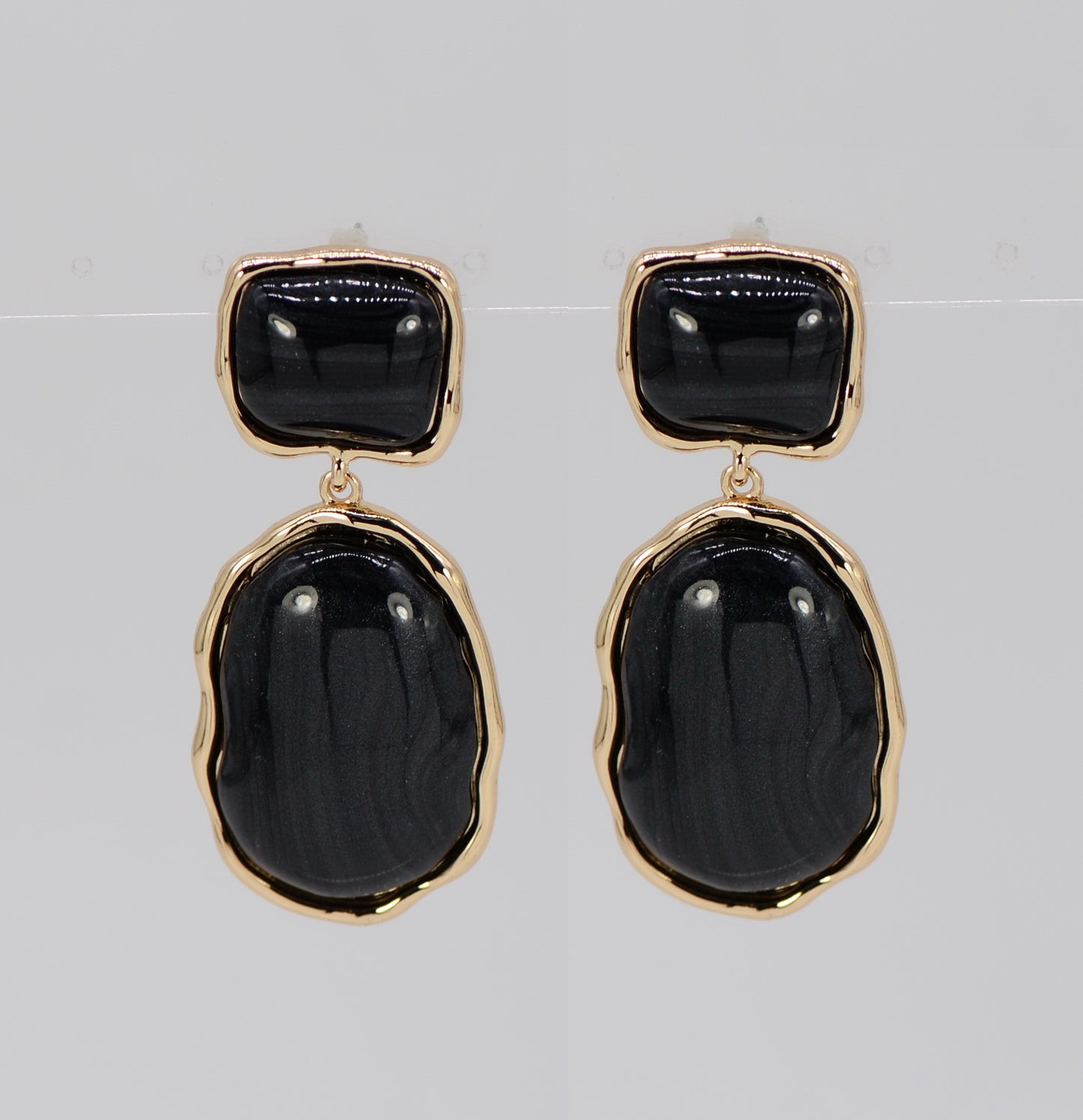 E0911 25E6028 Oval shape Linked Drop Dangle Post Earrings