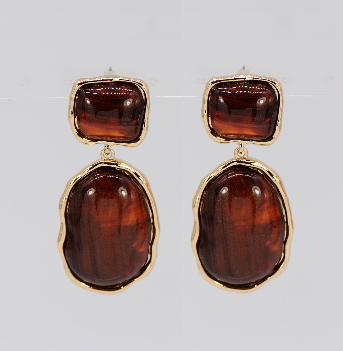 E0911 25E6028 Oval shape Linked Drop Dangle Post Earrings