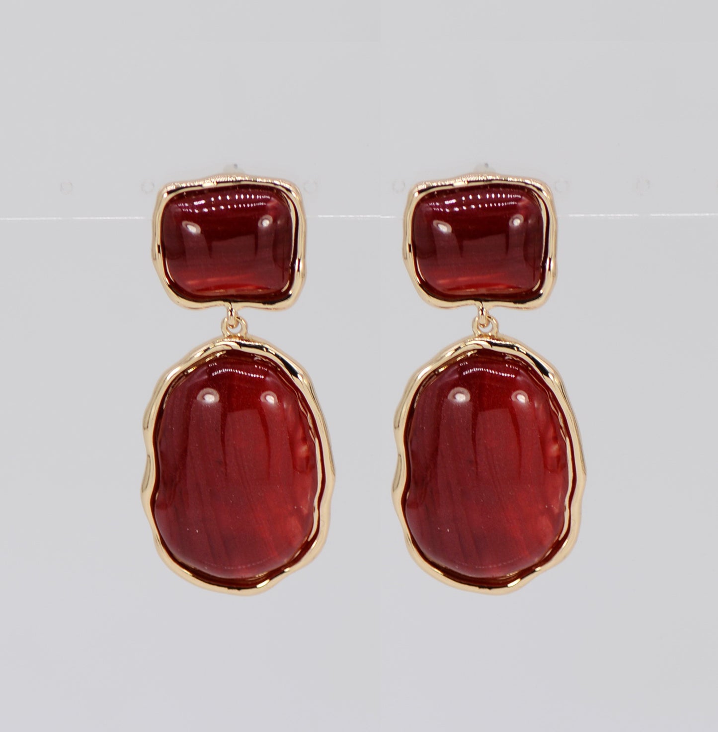 E0911 25E6028 Oval shape Linked Drop Dangle Post Earrings