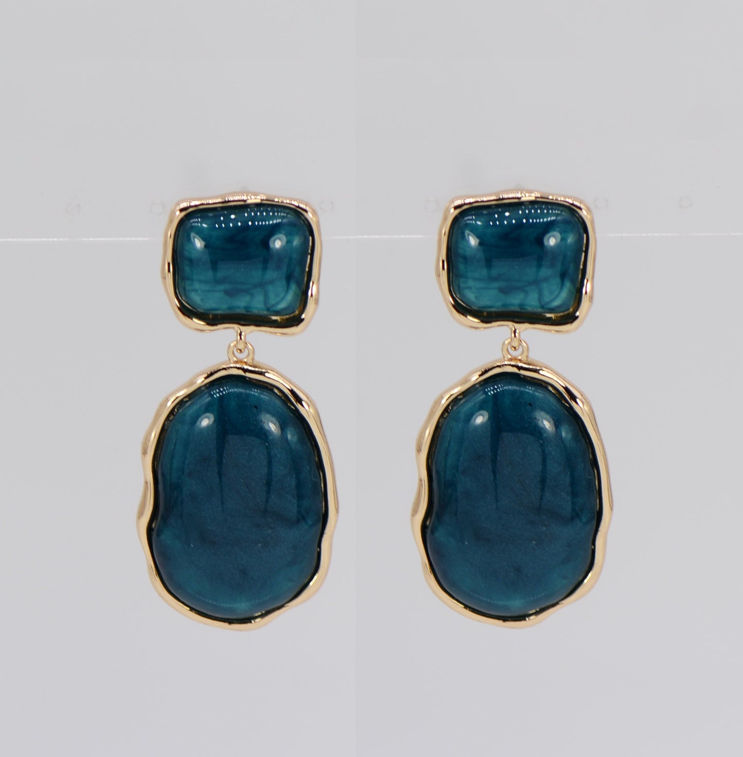 E0911 25E6028 Oval shape Linked Drop Dangle Post Earrings