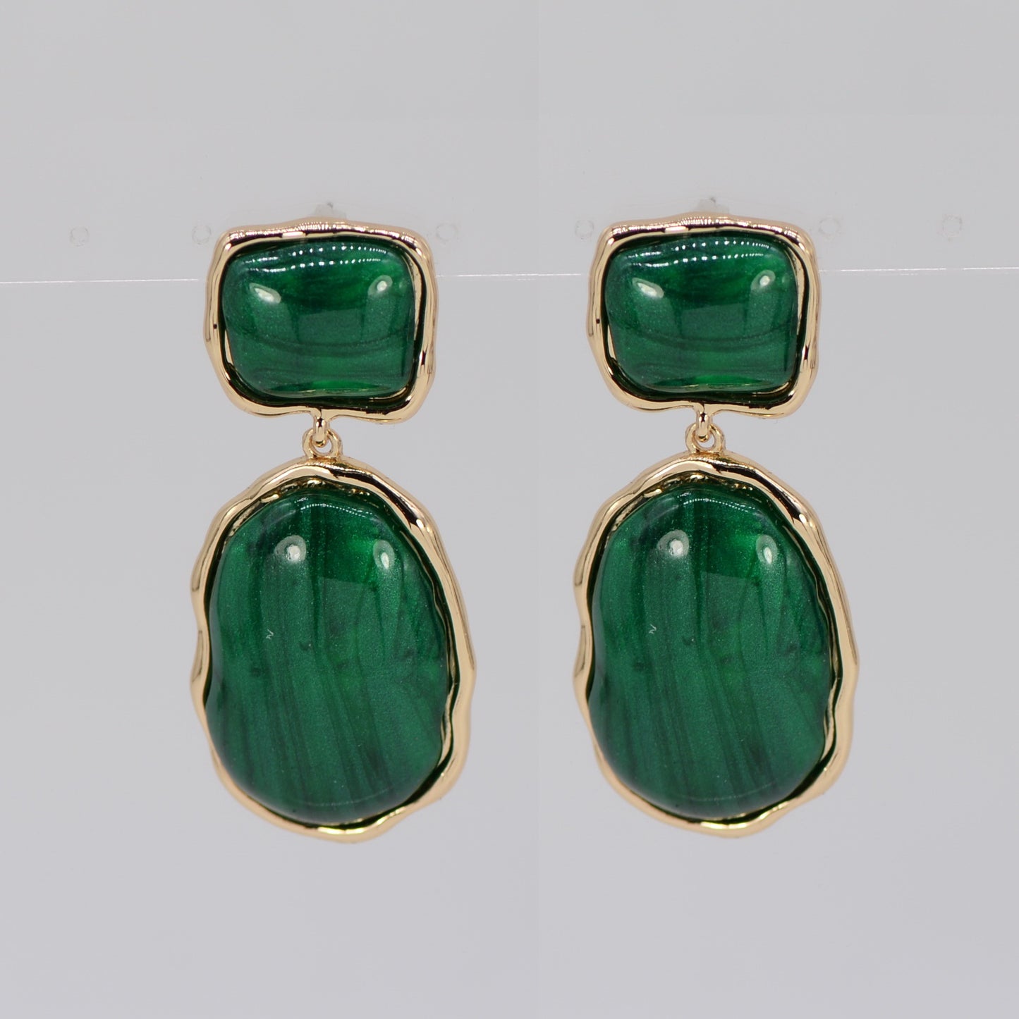 E0911 25E6028 Oval shape Linked Drop Dangle Post Earrings