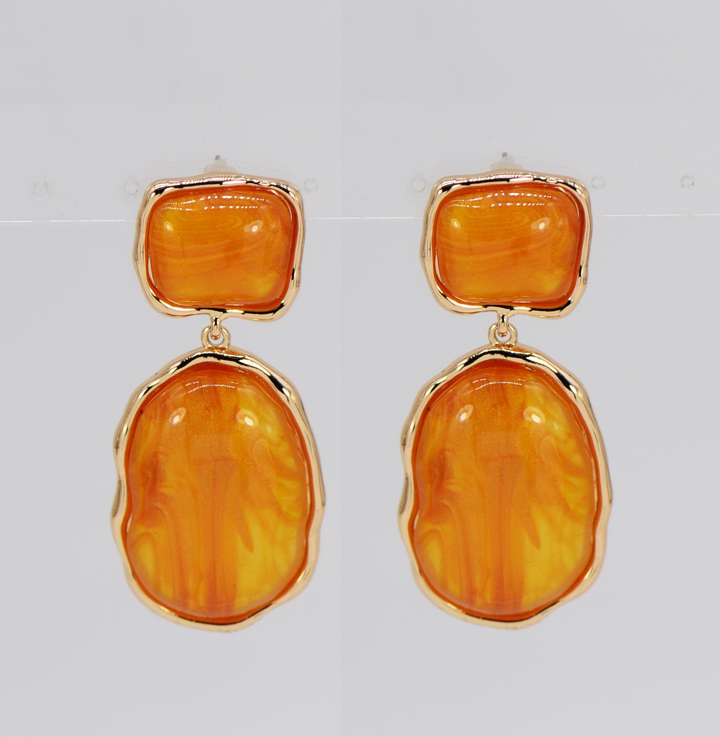 E0911 25E6028 Oval shape Linked Drop Dangle Post Earrings