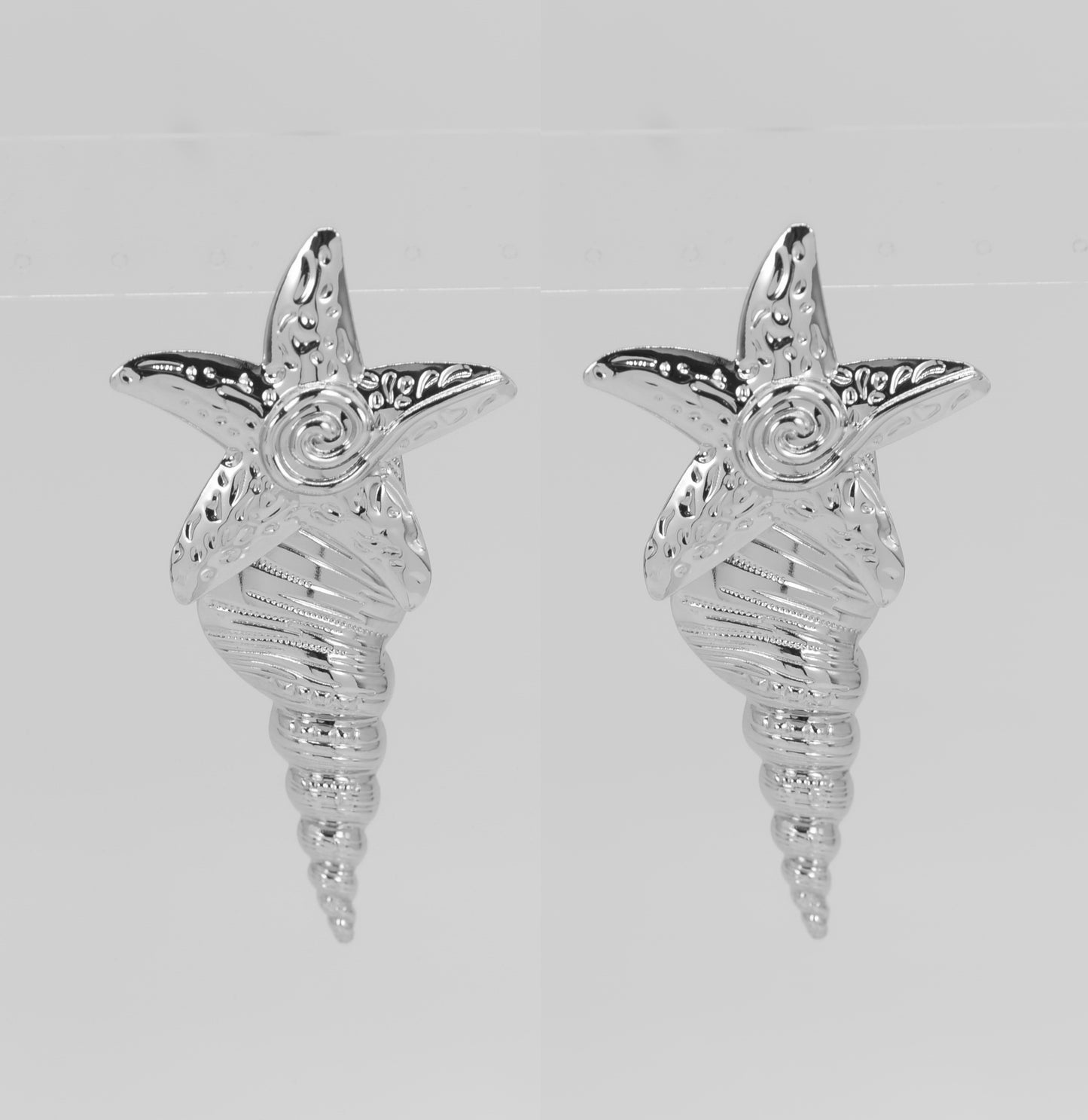 E0907 25E6043 Starfish Shell Design Drop post Earrings