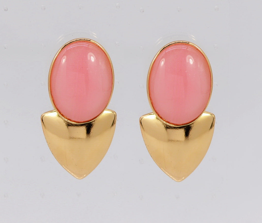 E1927 | Bold Oval-Top Geometric Studs Earrings | 25E6376