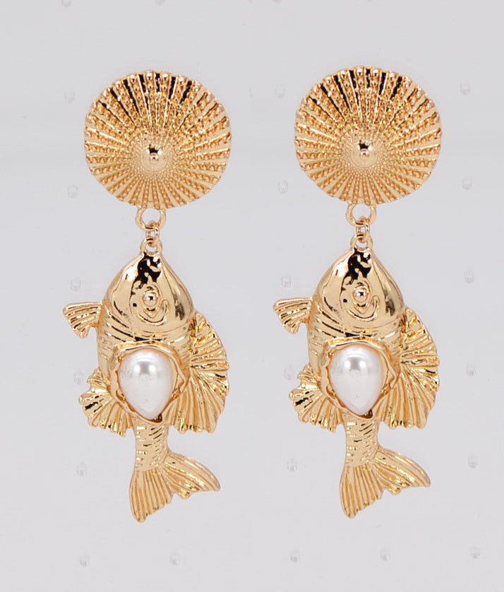 E0282 | Pearl Fish Earrings | 25E6879