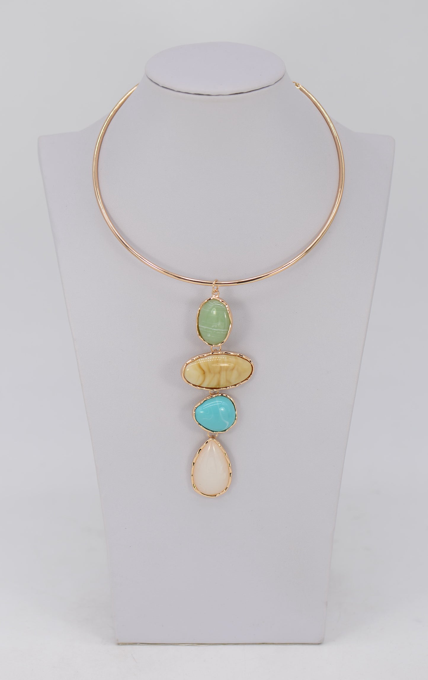 N5076 | Stacked Stone Pendant Necklace | 25N1674