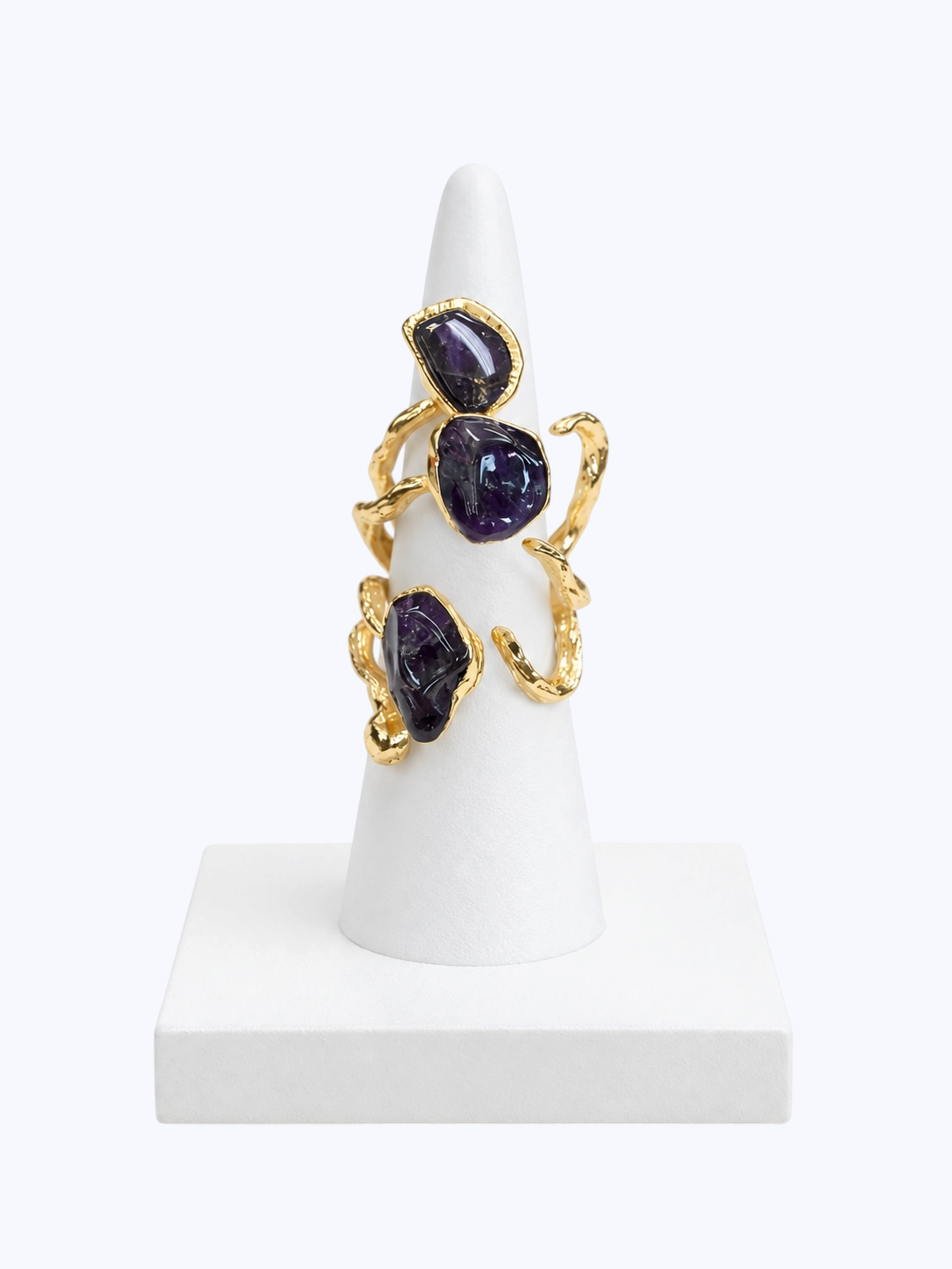 Amethyst Natural stone with a 14K gold-plated Ring
