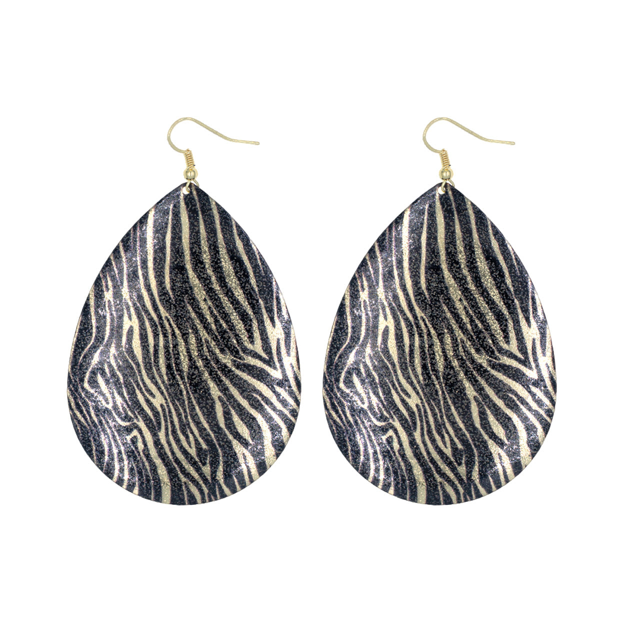 E1347 26884 Zebra Pattern Teardrop Dangle Earrings
