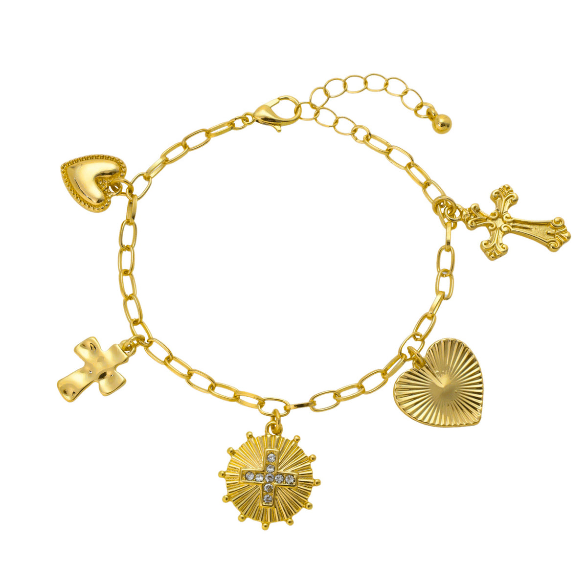 Multi-Charm Cross Bracelet | B0132