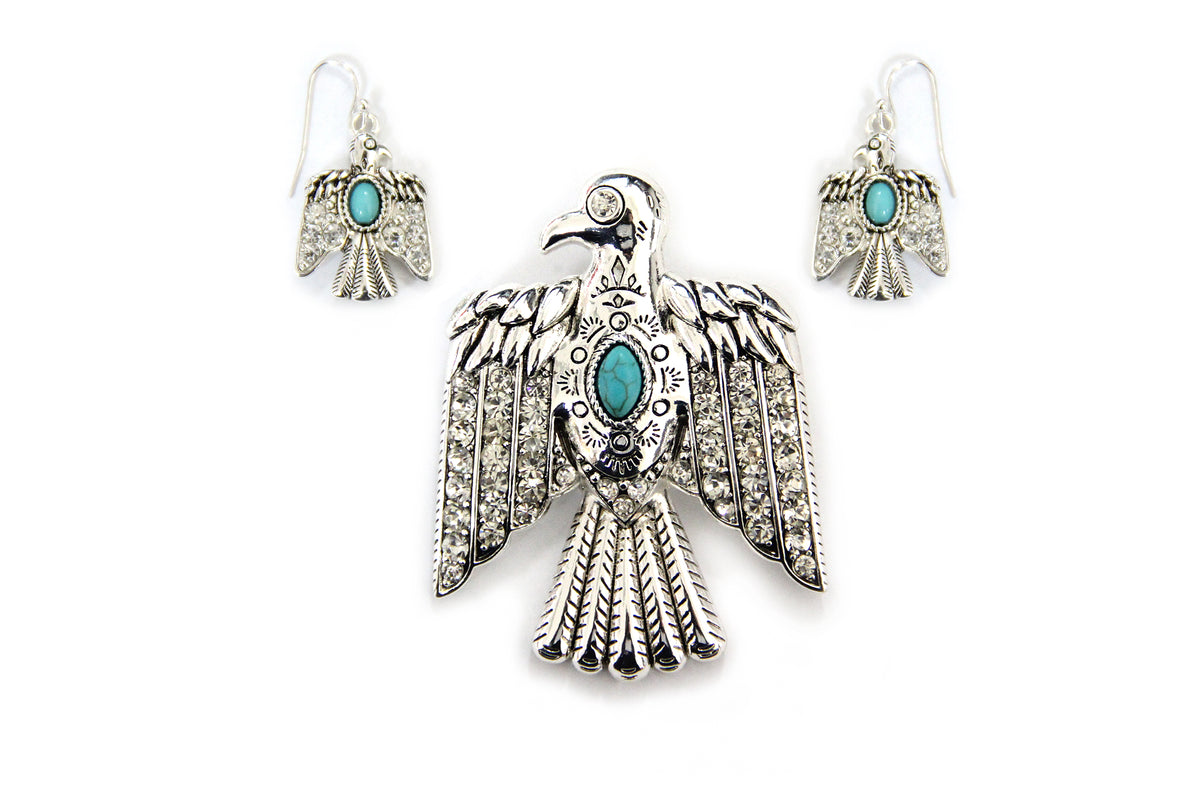 Turquoise Eagle Pendant Set