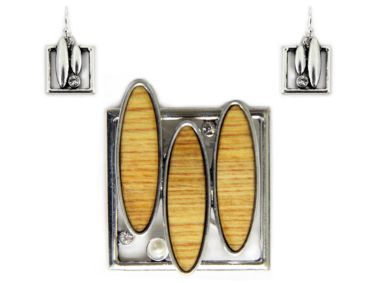 Wood Inlay Pendant Set