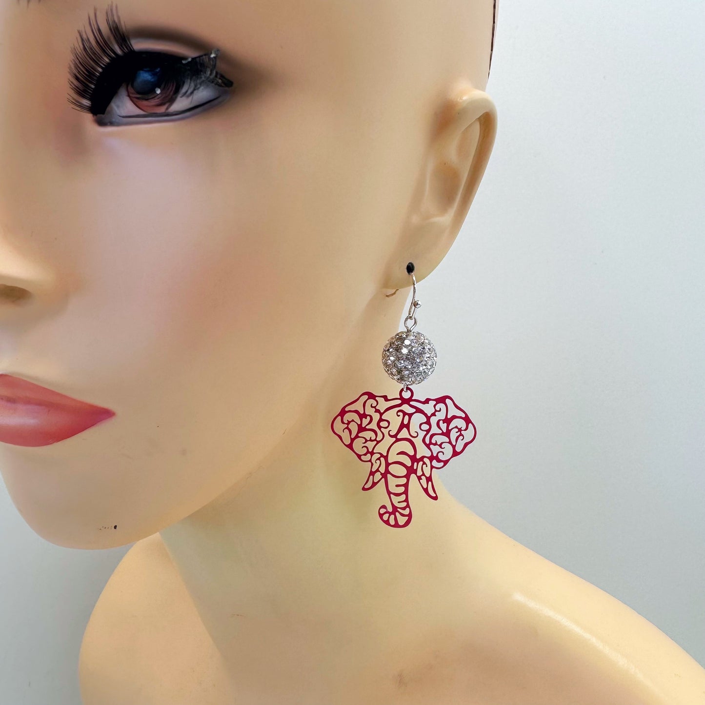 E0835 AE4012 Thin Metal Animal Elephant Design Drop Dangle Hook Earrings