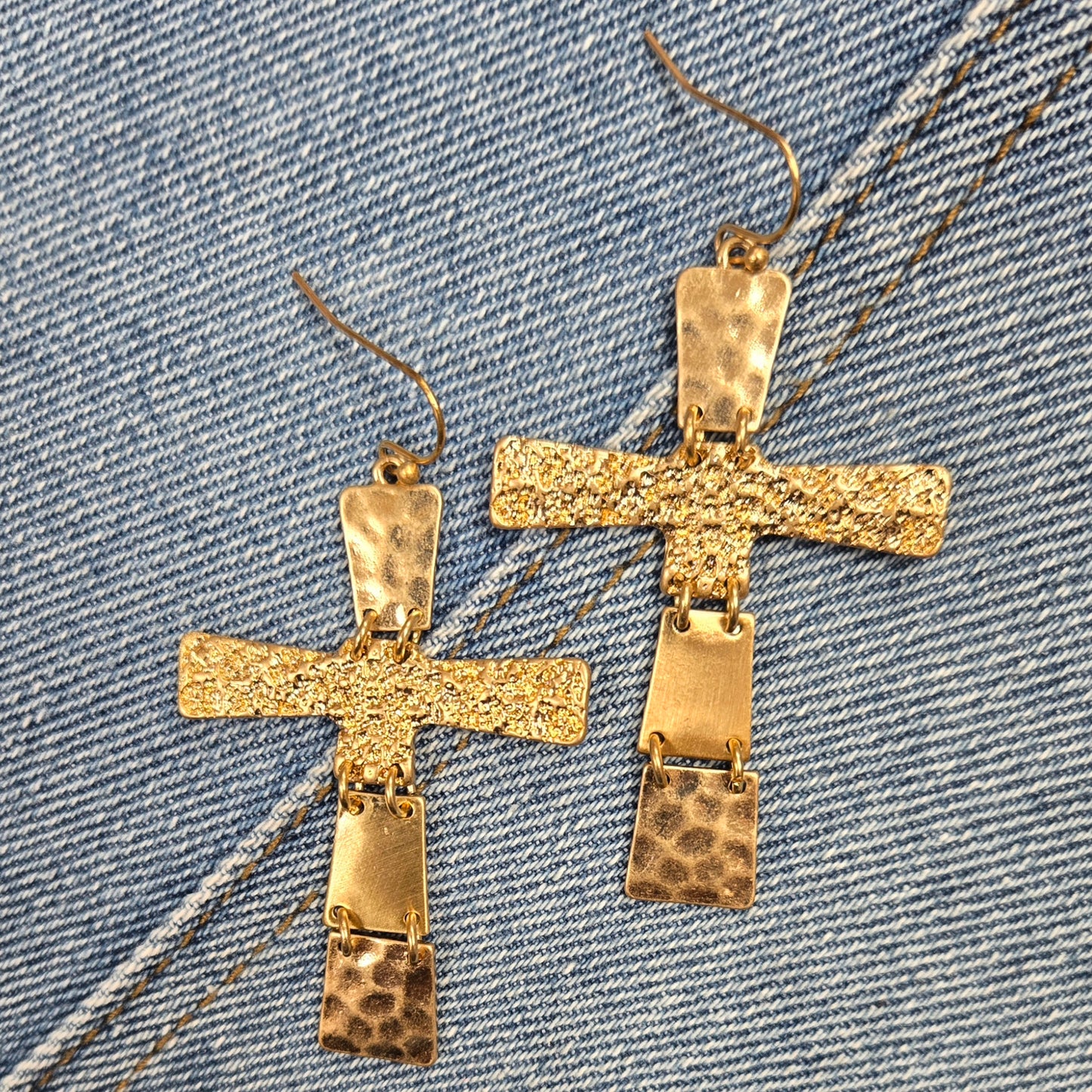 E0986 AE4912 Metal Cross Shape Drop Dangle Hook Earrings