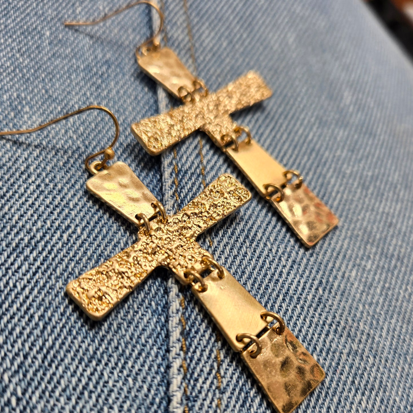 E0986 AE4912 Metal Cross Shape Drop Dangle Hook Earrings