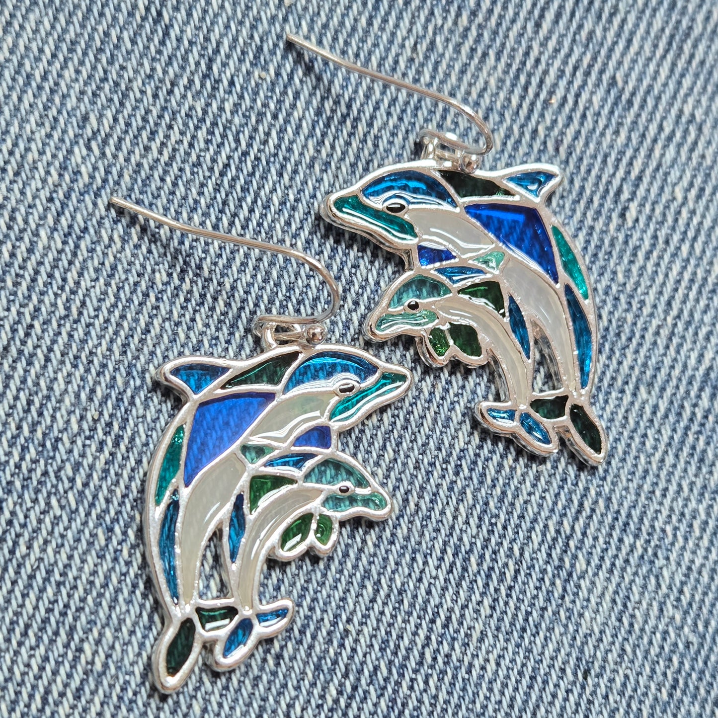E1330 AE5890 Dolphin Dangle Earrings