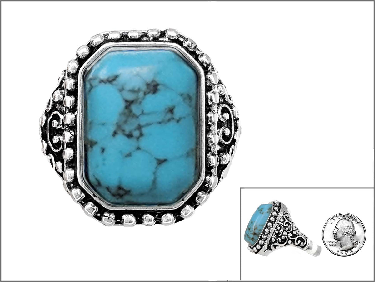 Ornate Turquoise Cocktail Ring | R0001