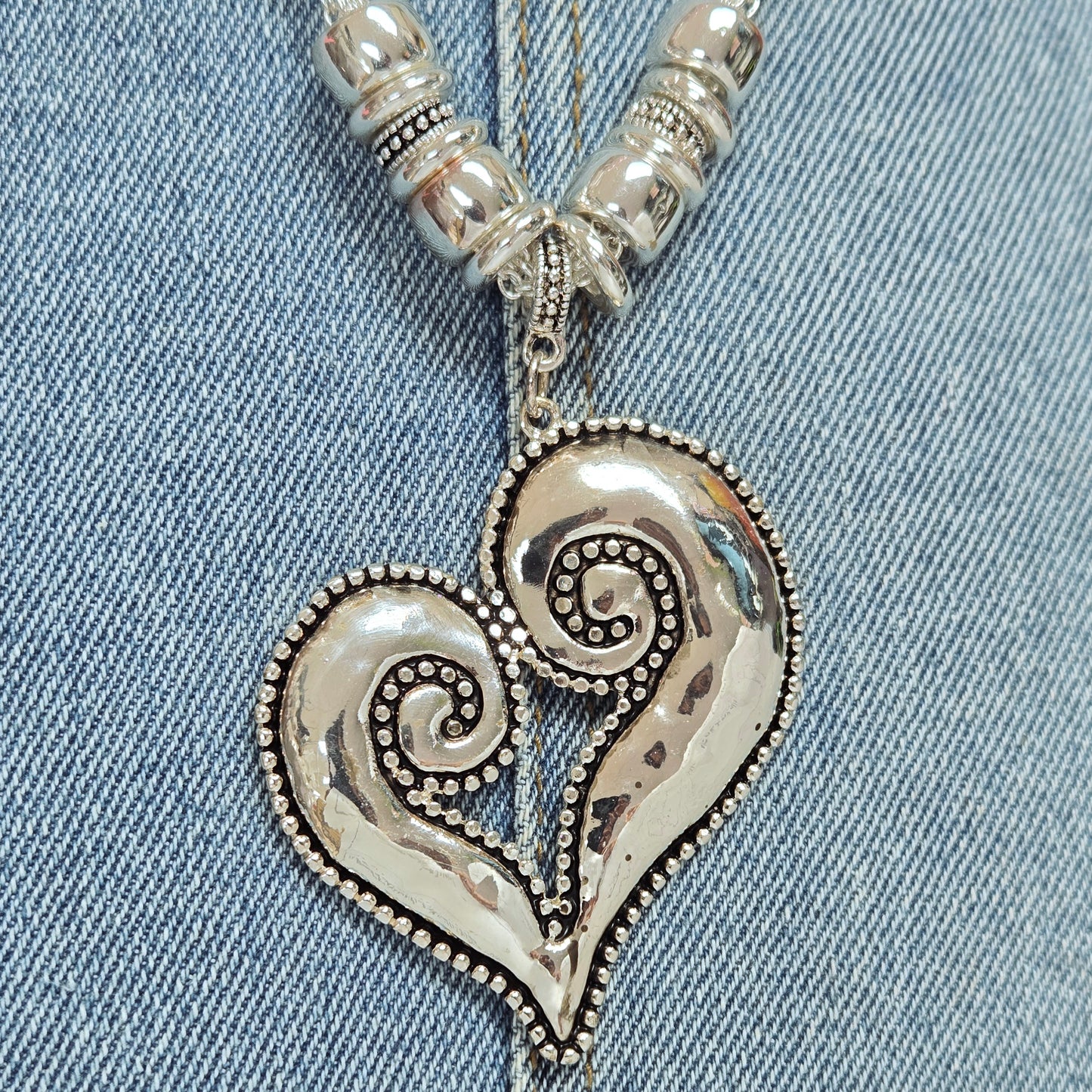 N0478 AS6657 Heart Love Shape Pendant Multi Chain Necklace