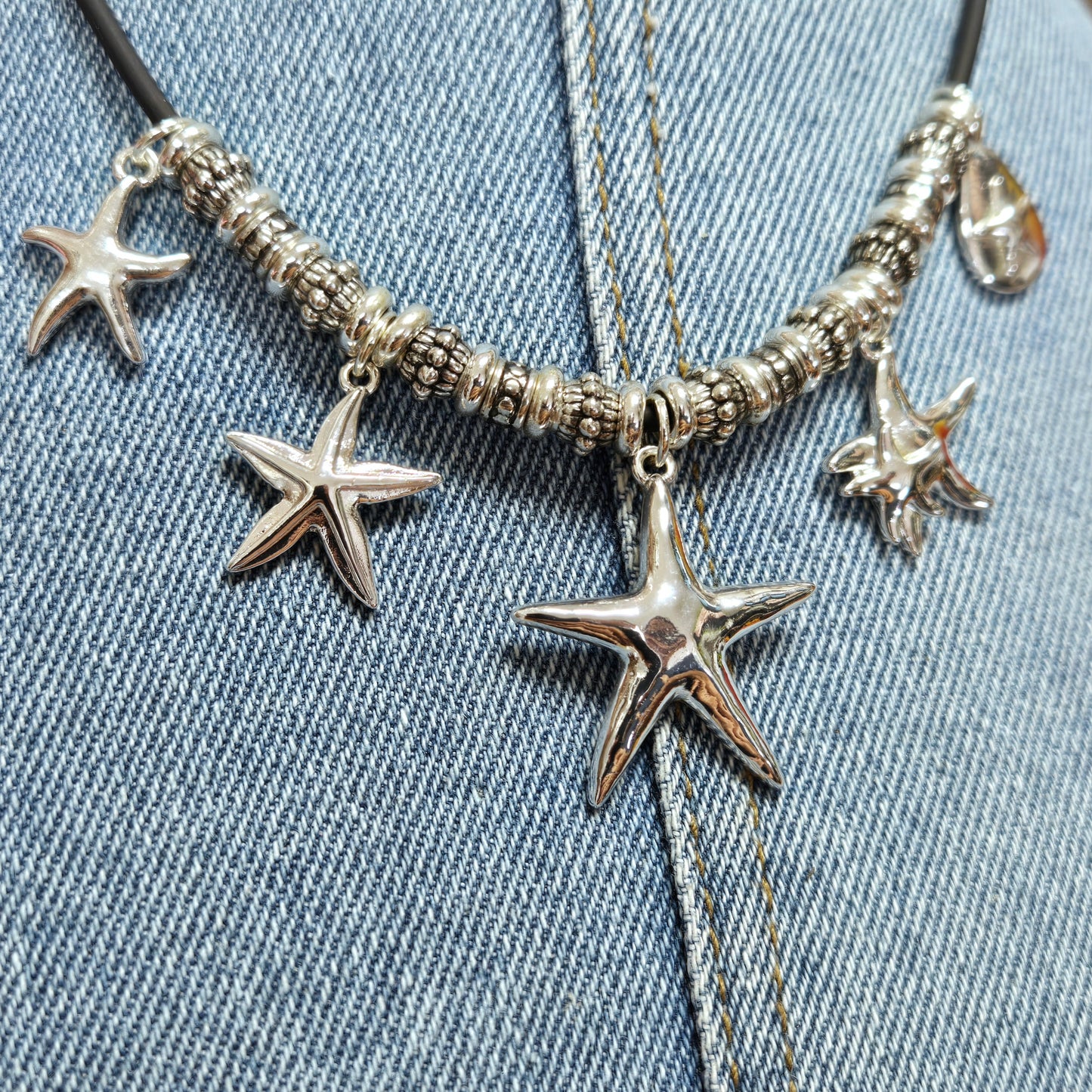 N0455 AS6752 Sea Life Animal Starfish Shape Charm Pendants Necklace