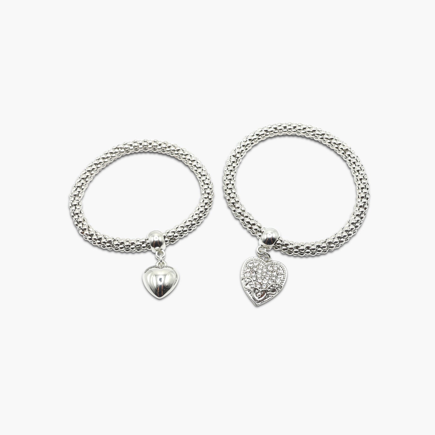 B0107 | Layered Heart Charm Stretch Bracelet | 84359