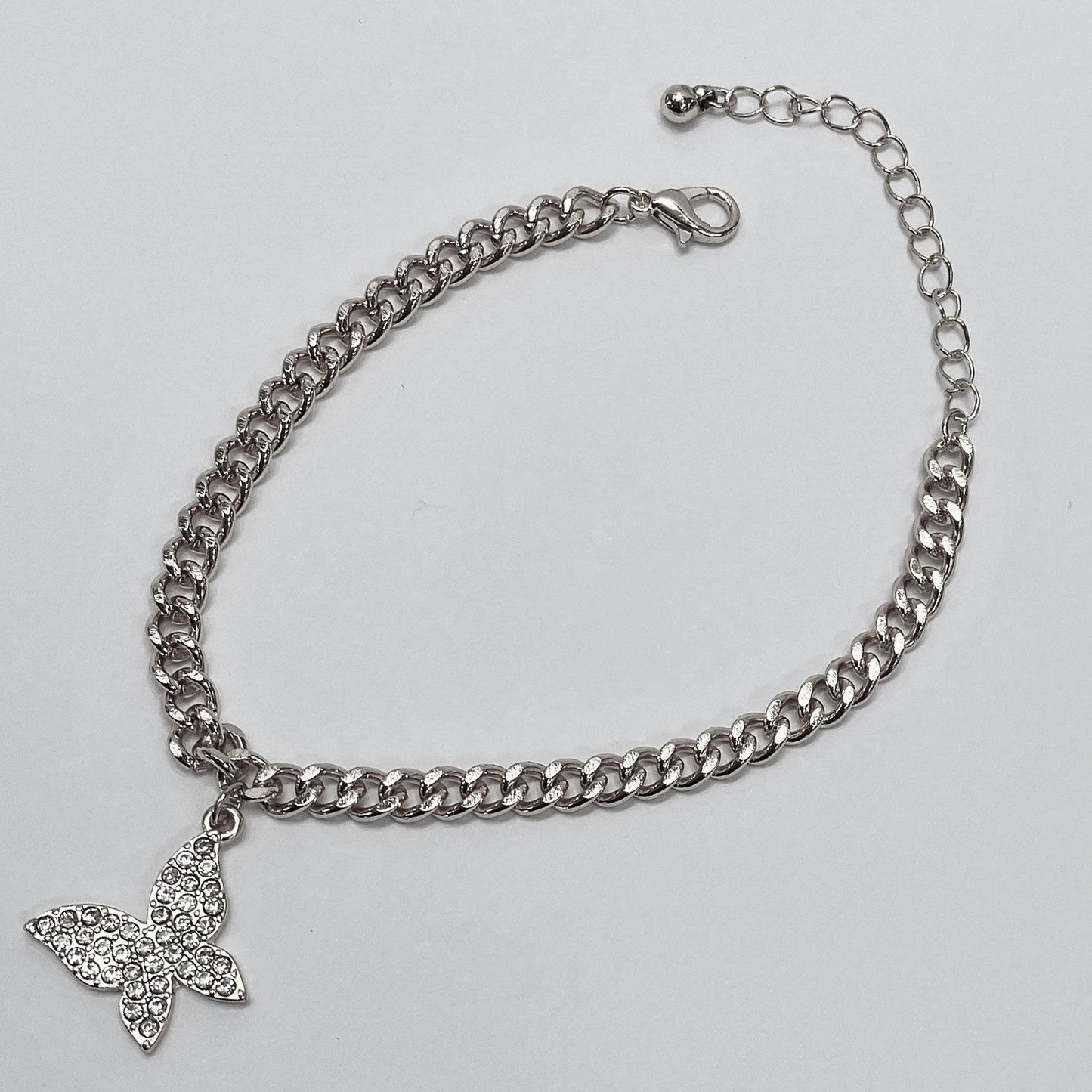 B0226 KB5006 Chain with Rhinestones Decorated Butterfly Shape Charms Bracelet
