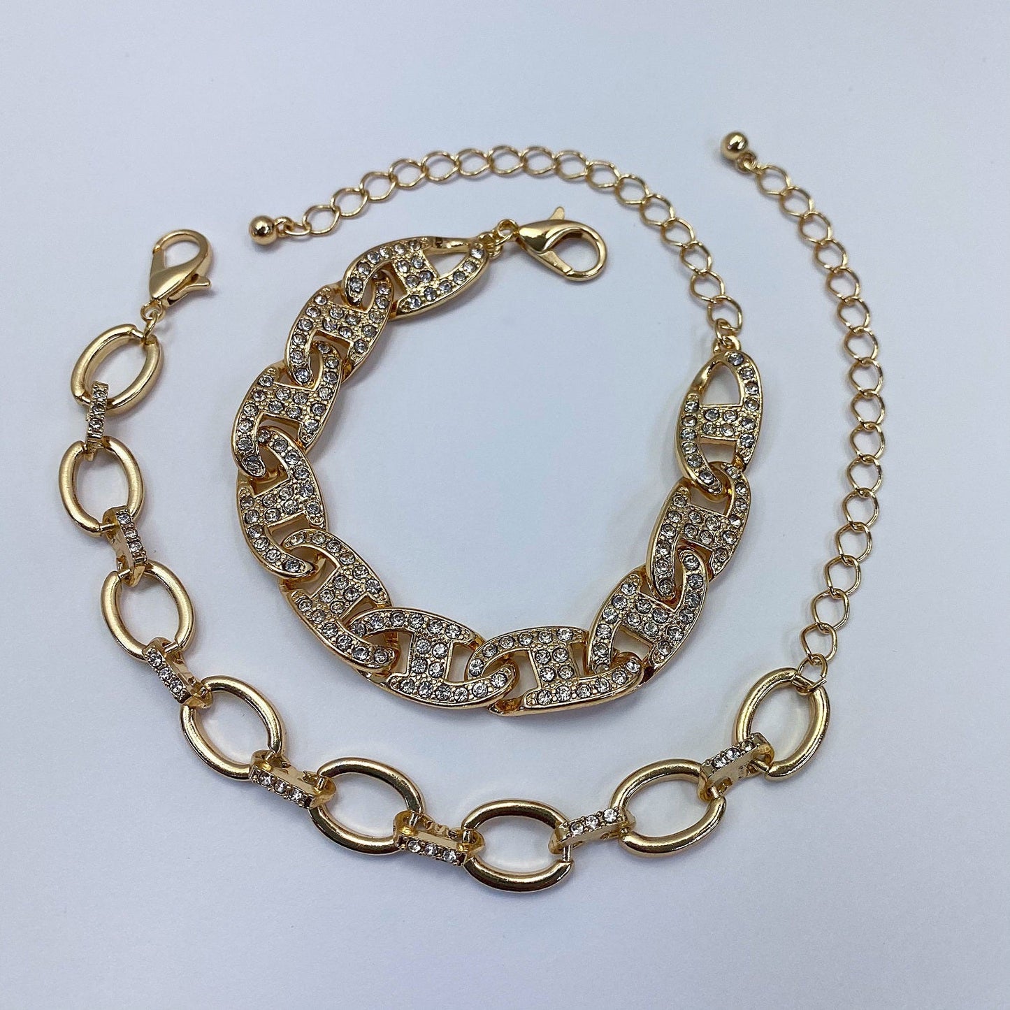 B0229 KB5015 Rhinestones Decorated Chain Link Bracelets