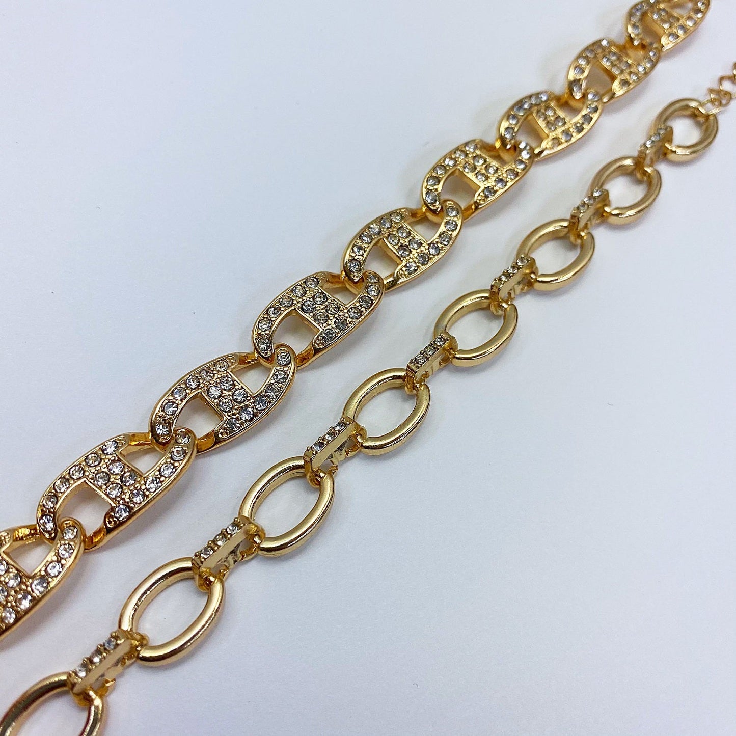 B0229 KB5015 Rhinestones Decorated Chain Link Bracelets