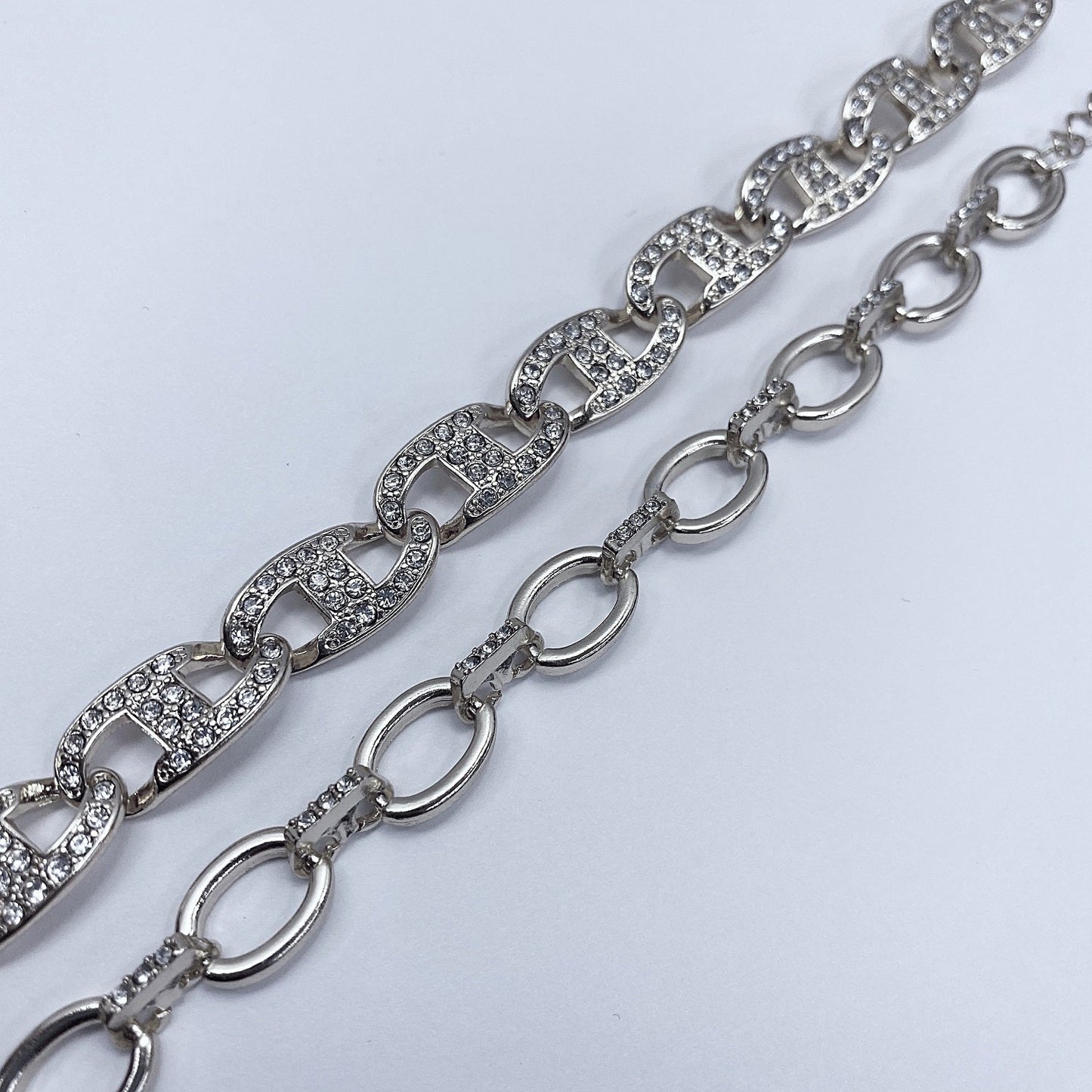 B0229 KB5015 Rhinestones Decorated Chain Link Bracelets