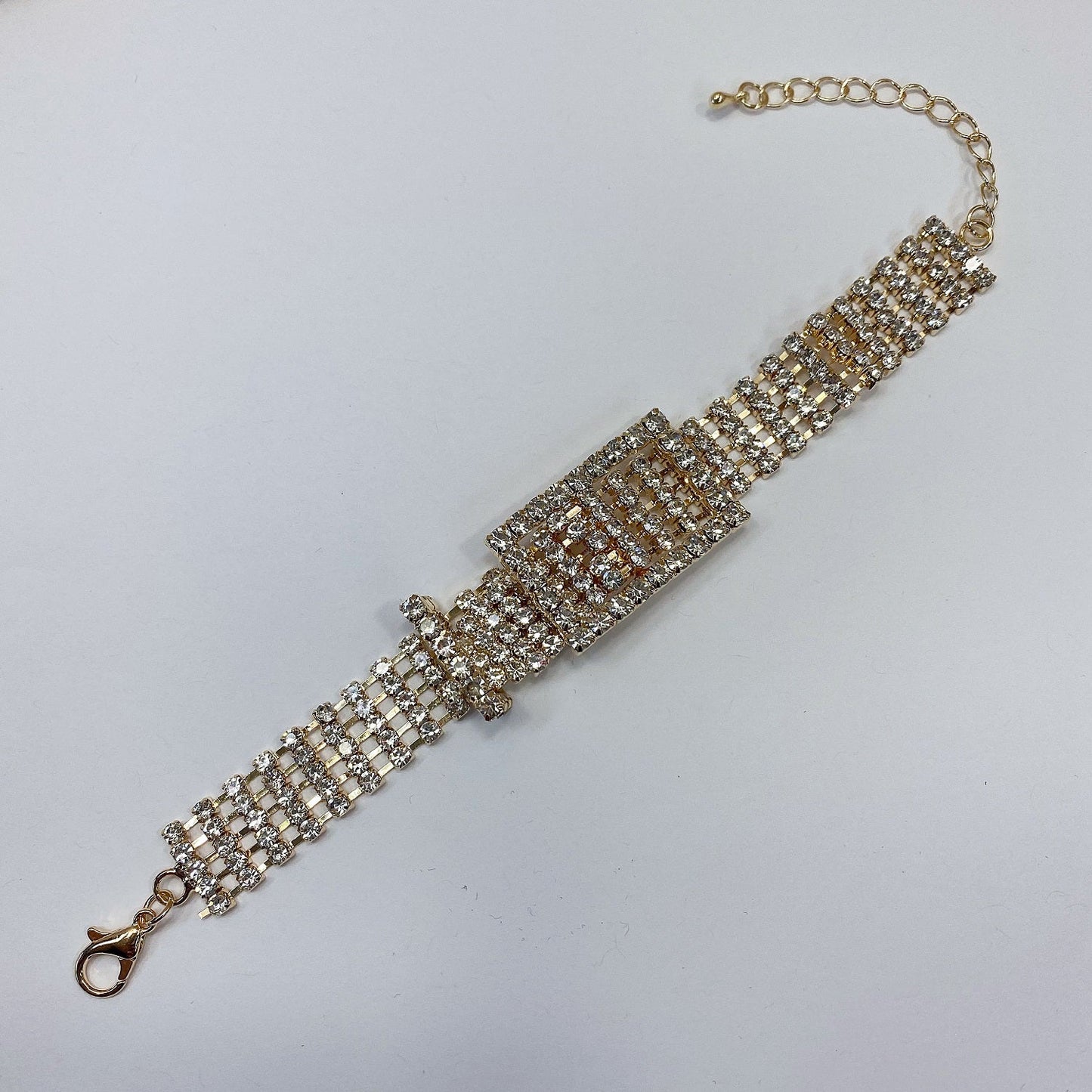 B0279 84103 Clear Rhinestones Deco Belt Buckle Design Bracelet