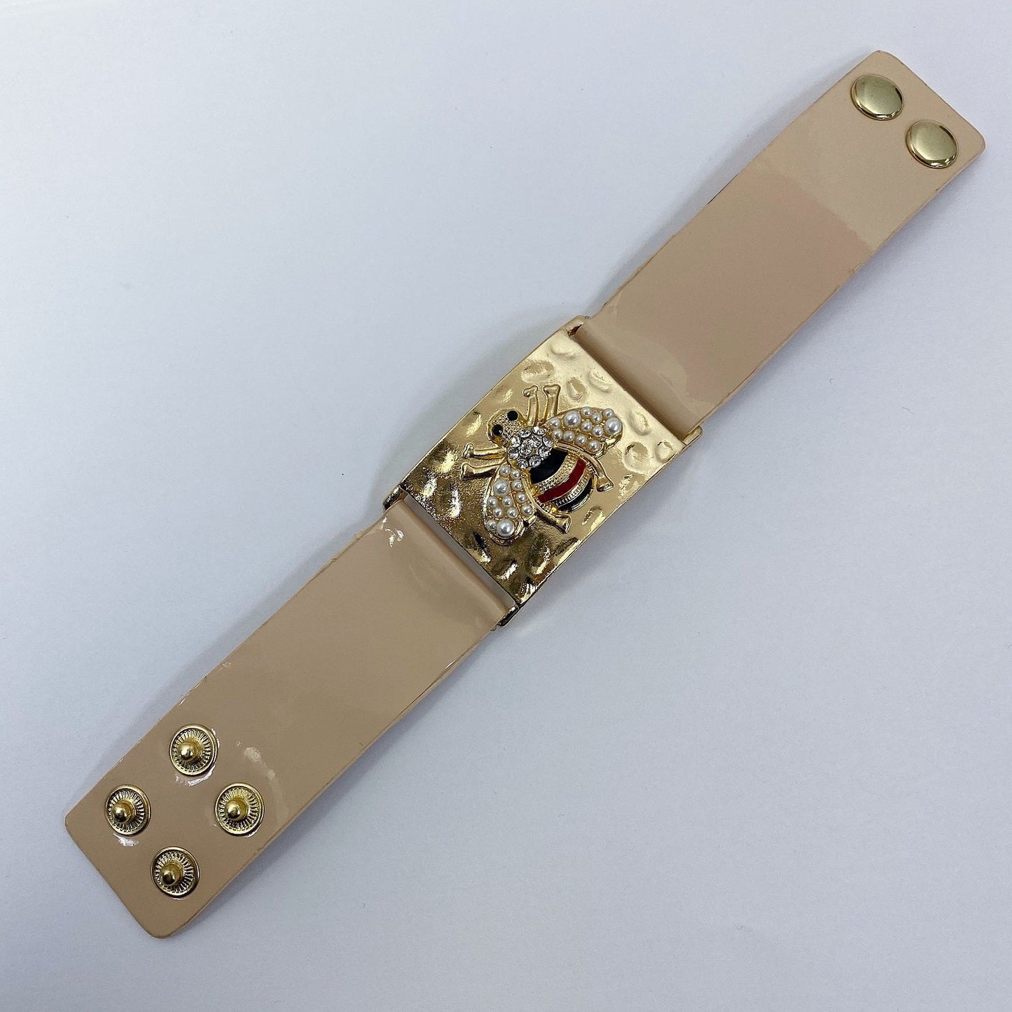 B0181 JCB2093 Bee Design Accented Faux Leather Bracelet