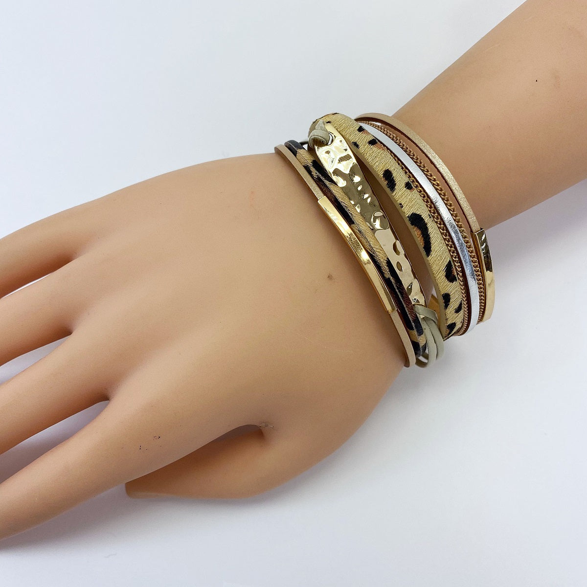 B0008 | Layered Faux Leather Cuff Bracelet | FB4057