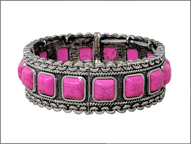 B0187 BB03468 Semi-Stone Deco Stretchable Bracelet