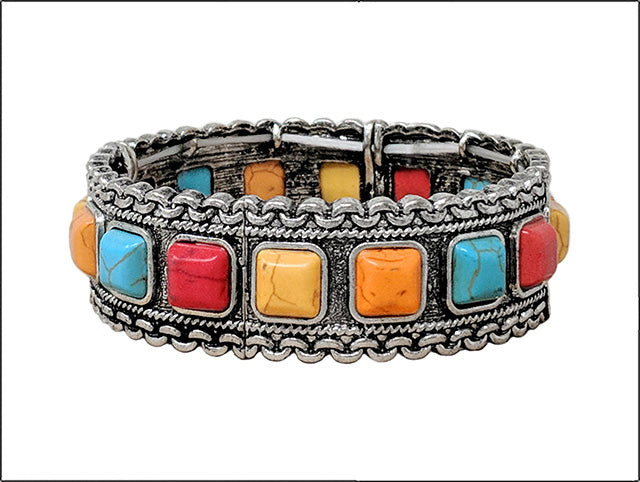 B0187 BB03468 Semi-Stone Deco Stretchable Bracelet