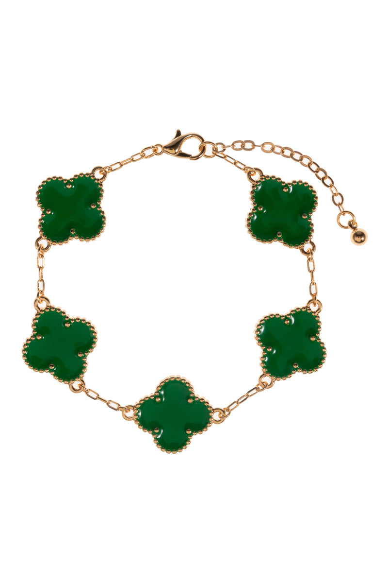B0185 C5B2168 CLOVER DESIGNS LINKED CHAIN BRACELET