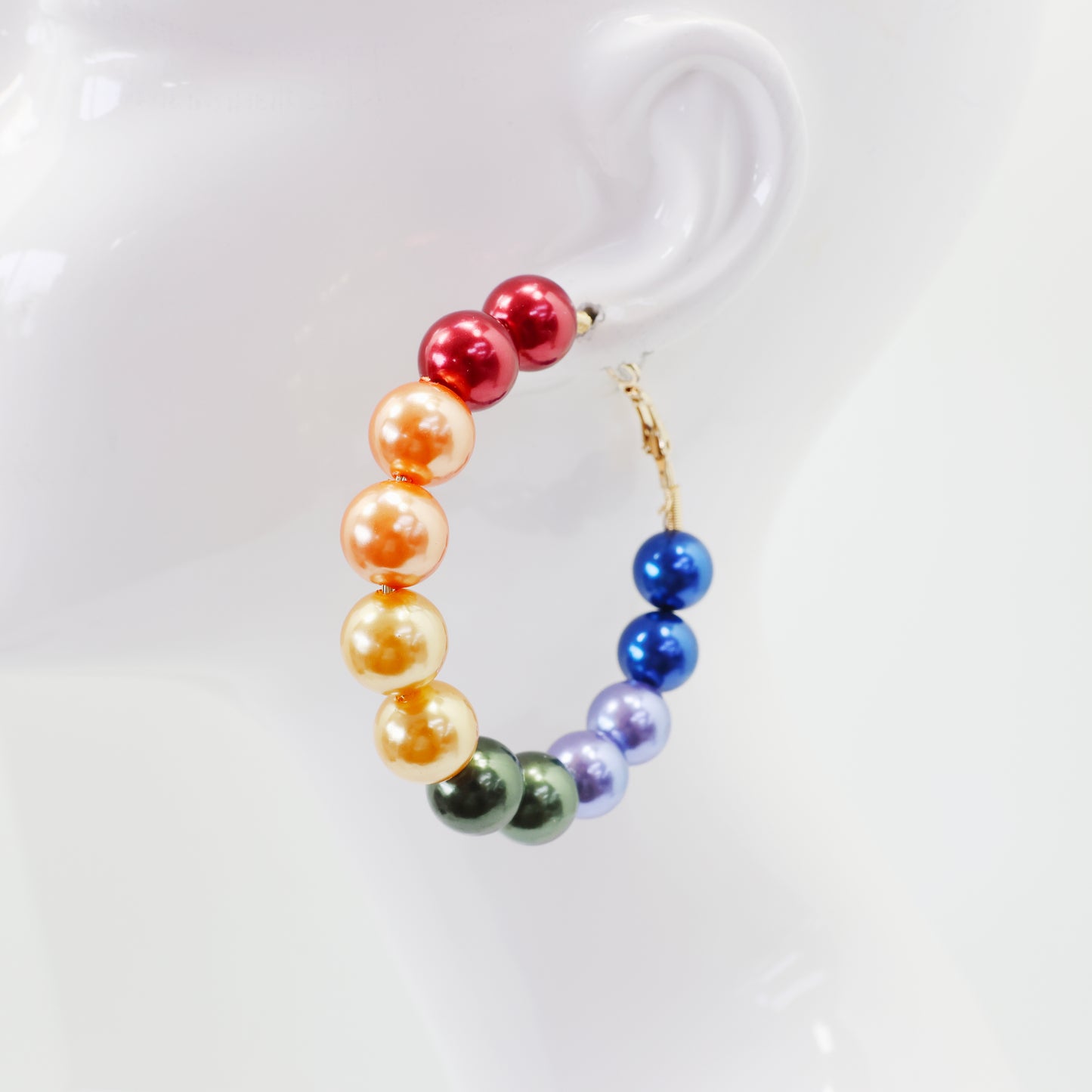 Glossy Chunky Bead Hoop Earrings | E0005