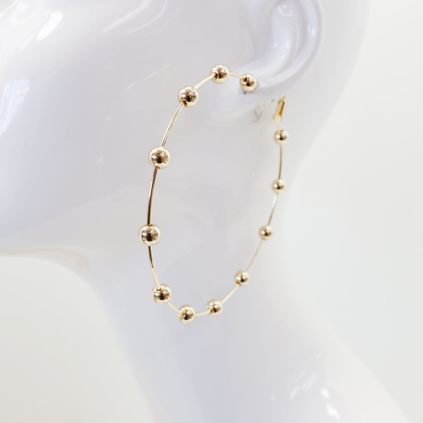 Oversized Beaded Wire Hoop Earrings | E0026