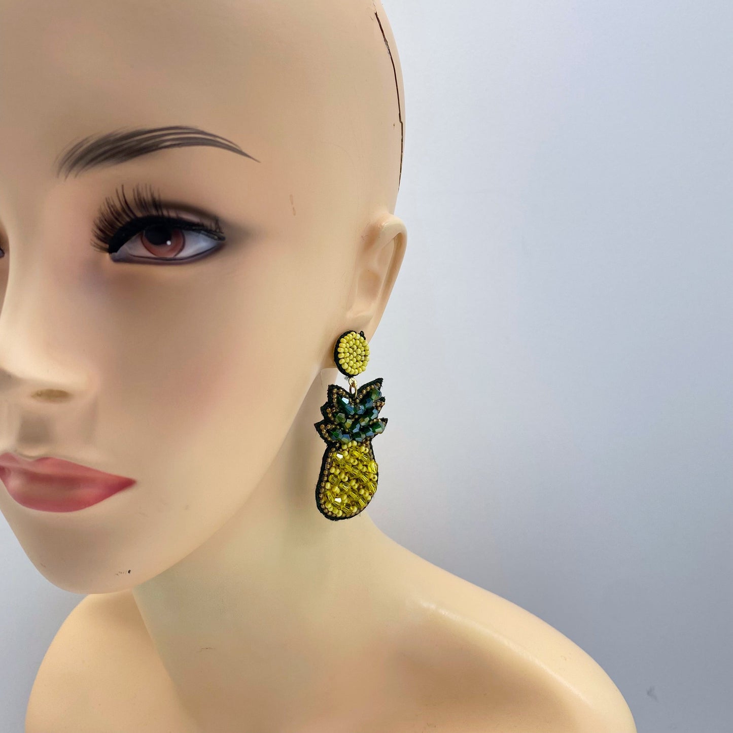 E0728 AE3631 Beads Deco Fruit Pineapple Shape Drop Dangle Post Earrings