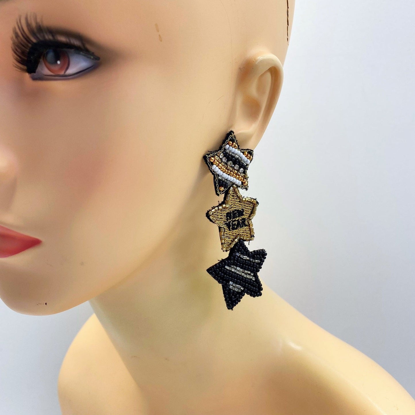 E0757 AE5430 Beads Star Designs Drop dangle Post Earrings