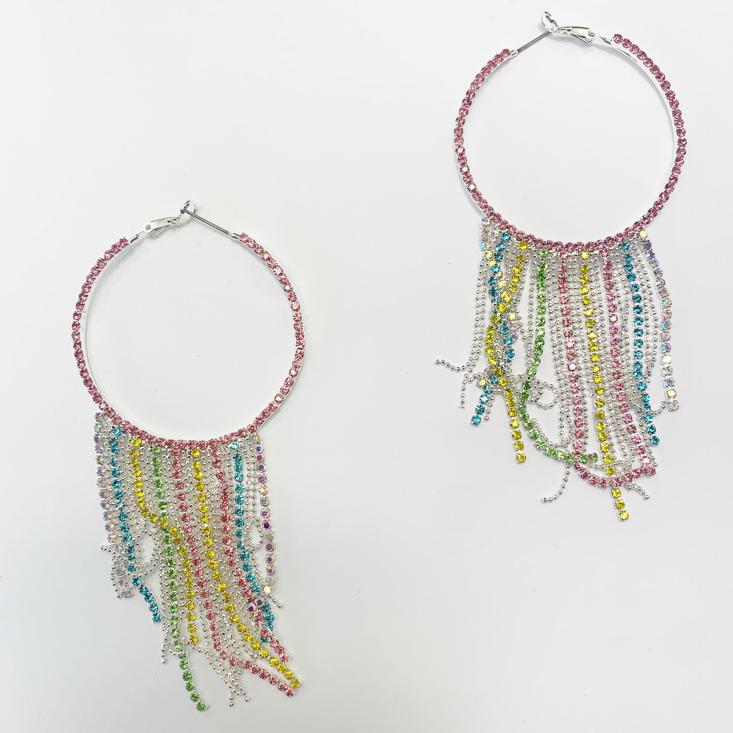 Beaded Fringe Hoop Earrings | E0076