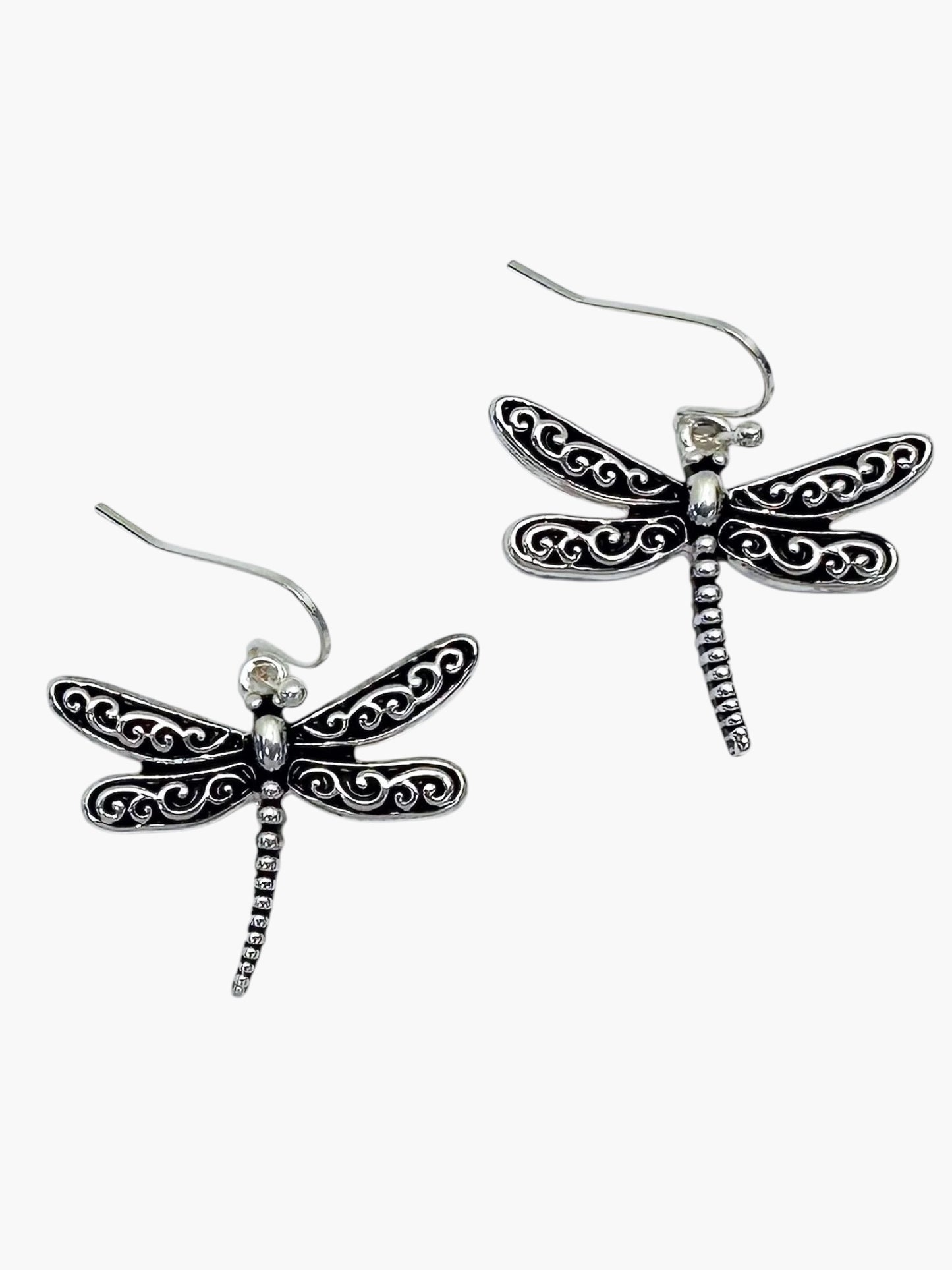 E0987| Filigree Design Animal Dragonfly Shape Drop Dangle Hook Earrings |AE7157