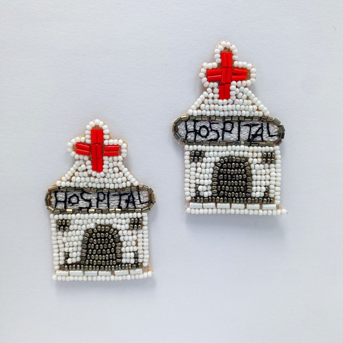 E0716 AE5499 Beads Deco White Hospital Design Drop Post earrings