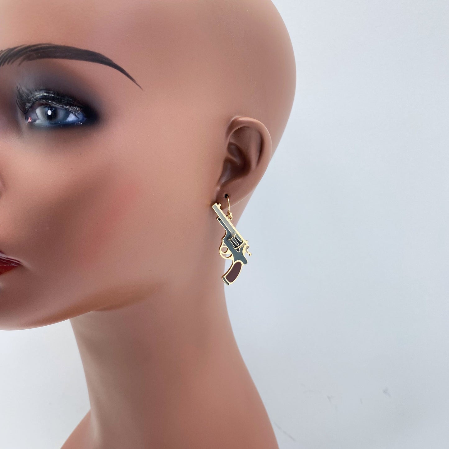 E0862 ME90231 Pistol Design Drop Dangle Earrings